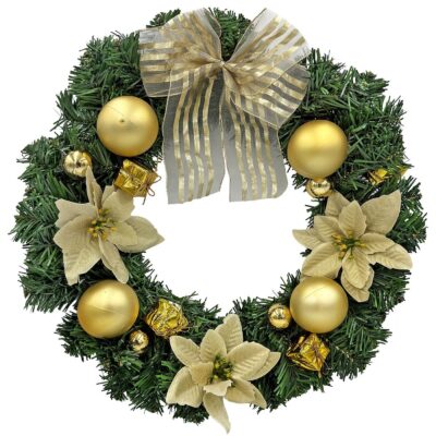 Στεφάνι Merry Christmas Στολισμένο Χρυσό ø40cm Xmasfest 1133521