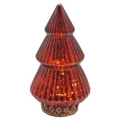 Φανάρι led Γυάλινο Δέντρο Αντικέ Κόκκινο 22x12,5cm Xmasfest 1133546