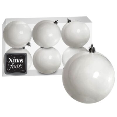 Μπάλες Λευκές πακ=6τεμ φ10 ø10cm Xmasfest 1133549