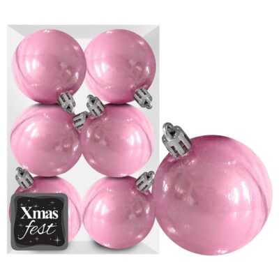 Μπάλες Περλέ ροζ πακ=6τεμ φ10 ø10cm Xmasfest 1133555