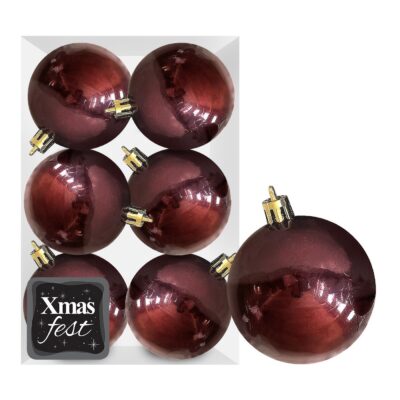 Μπάλες Γυαλιστερές Μπορντώ πακ=6τεμ φ8 ø8cm Xmasfest 1133562