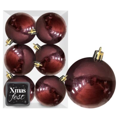 Μπάλες Γυαλιστερές Μπορντώ πακ=6τεμ φ10 ø10cm Xmasfest 1133563
