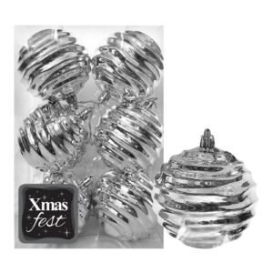 Μπάλες Σμιλεμένες Ασημί πακ=6τεμ φ8 ø8cm Xmasfest 1133578