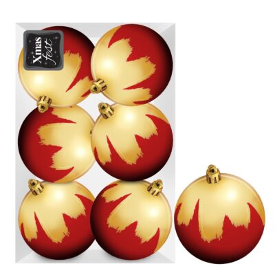 Μπάλες Κόκκινες με Χρυσή Βαφή πακ=6τεμ φ8 ø8cm Xmasfest 1133594