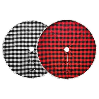 Ποδιά Δέντρου Καρώ με Pom-Pom ø106cm Xmasfest 1133620