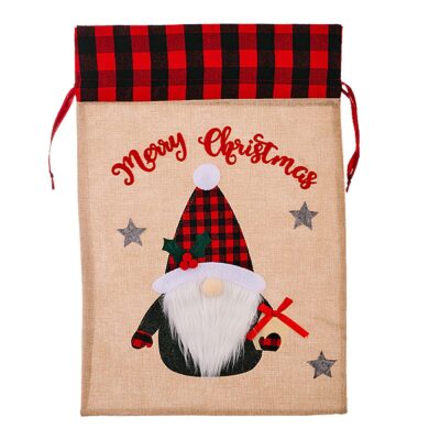Σάκος Χριστουγέννων Λινάτσα Καρώ 57x38cm Xmasfest 1133623