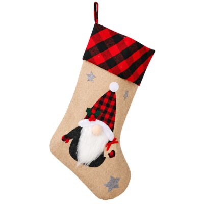 Μπότα Χριστουγέννων Καρώ Κόκκινη 46x28cm Xmasfest 1133640