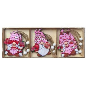 Στολίδια Ξύλινα Gnome ροζ σετ=9 τεμ Display 8cm Xmasfest 1133681