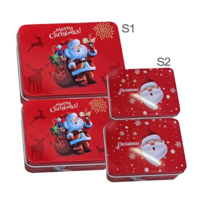 Κουτιά Μεταλλικά Xmas σετ=2 τεμ Ορθογώνια 14x10x4cm & 12x9x3,5cm Xmasfest 1133684
