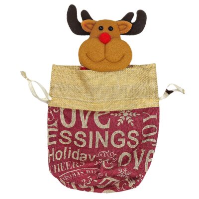 Τσαντάκι Πουγκί Λινάτσα με Φιγούρα Xmas 24x16cm Xmasfest 1133695