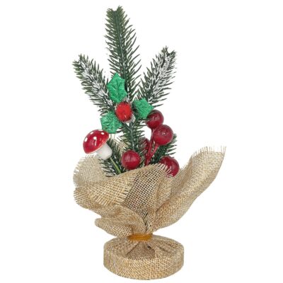 Πουγκί Λινάτσα με Κλωνάρι γκι Μικρό 19cm Xmasfest 1133720