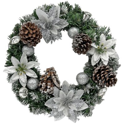 Στεφάνι με Λευκό Στολισμό ø40cm Xmasfest 1133883