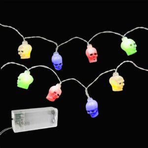 93-3869 20 Λαμπάκια LED Μπαταρίας Νεκροκεφαλές Πολύχρωμα με Controller IP20 2,3m Xmasfest 1133889