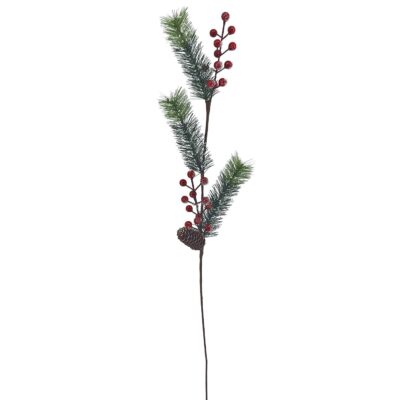 Κλαδί με Κουκουνάρι & γκι Χιονισμένα 72cm Xmasfest 1133901