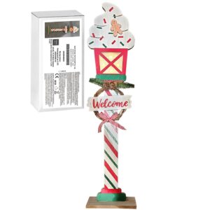 Φανάρι Ξύλινο Διακοσμητικό με 4 LED 58x15x7cm Xmasfest 1133914