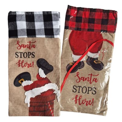 Θήκη Κρασιού Xmas Λινάτσα 34x16cm Xmasfest 1133951