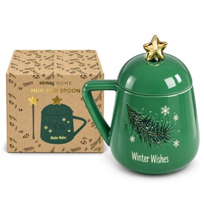 Κούπα Πορσελανης Xmas με Καπάκι 14x9,5cm 400ml Xmasfest 1133998