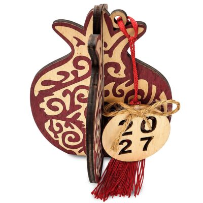 Ρόδι Ξύλινο 3D Κρεμαστό 11x9,5cm Xmasfest 1134014