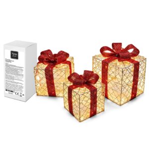 93-4051 Κουτιά Δώρου 3τεμ. με 145 LED Copper Μπαταρίας 30x25x25cm, 25x20x20cm, 20x15x15cm Xmasfest 1134071