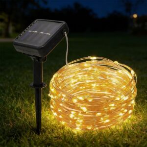 200 Λαμπάκια LED Copper Ηλιακά Λευκό Θερμό με Controller IP44 20,5m Xmasfest 1134075