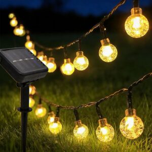 50 Ακρυλικές Μπάλες LED, Ηλιακές, Λευκό Θερμό, με Controller IP44 8m Xmasfest 1134076