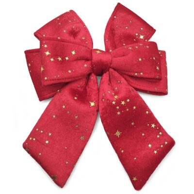 Φιόγκος Κόκκινος Διπλός Χρυσά Σχέδια 33x25cm Xmasfest 1134177
