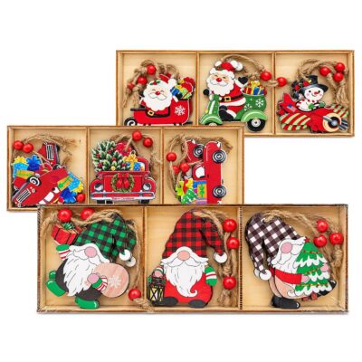 Στολίδια Ξύλινα σετ=9τεμ Σύνολο=24x9cm Τεμ=8cm Xmasfest 1134239