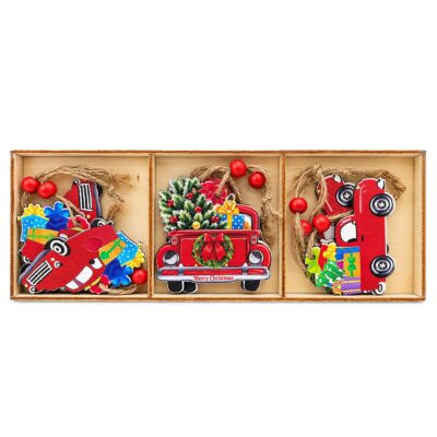 Στολίδια Ξύλινα σετ=9τεμ Σύνολο=24x9cm Τεμ=8cm Xmasfest 1134239