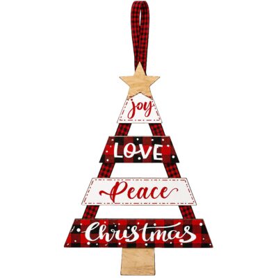 Δεντράκι Κρεμαστό Ξύλινο με Κορδέλες 20x13cm Xmasfest 1134244