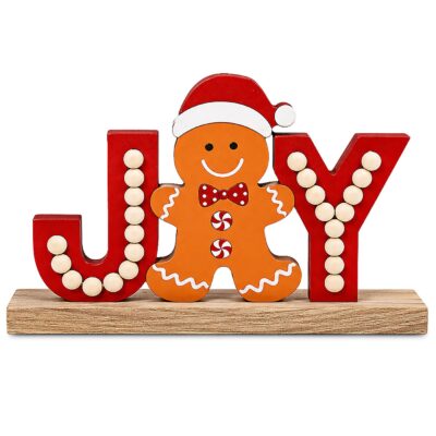 Επιτραπέζιο Διακοσμητικό Ξύλινο Joy Beads 17x12cm Xmasfest 1134252