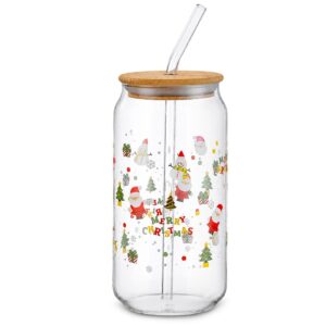 93-4264 Ποτήρι Γυαλί Borosilicate Xmas με Καπάκι, Καλαμάκι 15x6cm 550ml Xmasfest 1134284