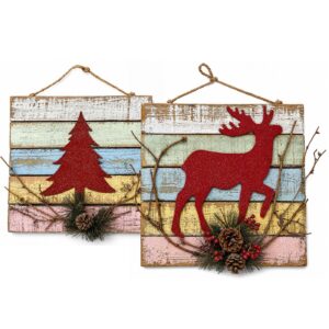 93-4277 Πινακίδα Xmas Ξύλινη Κρεμαστή 30x31cm Xmasfest 1134297