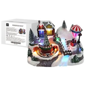 Χωριό με Αερόστατο Παράσταση Xmas με Φώς, Κίνηση, Μουσική 31x20x19cm Xmasfest 1134302